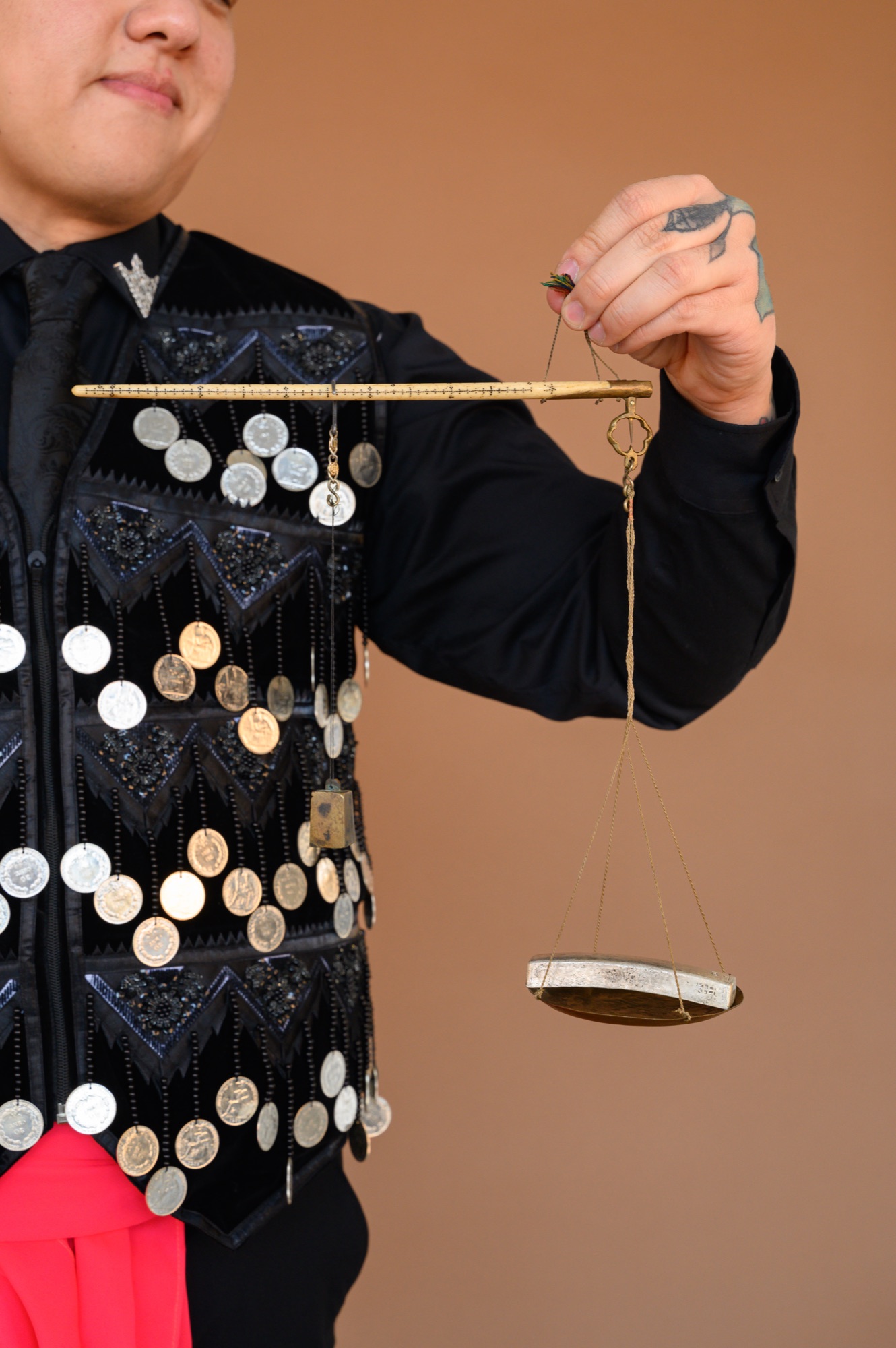 Detail of the weight scale that belonged to Remmus Xiong's grandfather