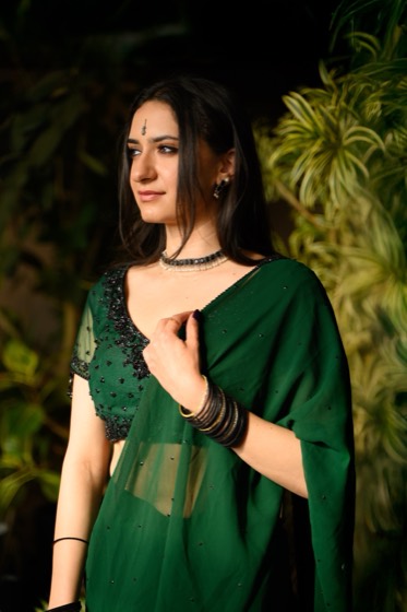 Portrait of Pria Cooper in a sari